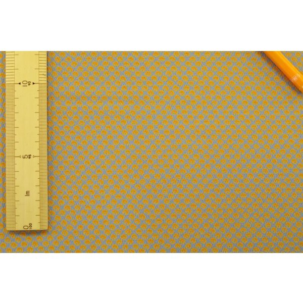 画像4: 112cm巾2.4ｍ　ビンテージクロスみかん畑のチリメン　グレー×イエロー