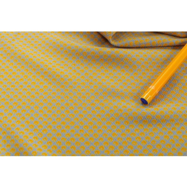 画像8: 112cm巾2.4ｍ　ビンテージクロスみかん畑のチリメン　グレー×イエロー