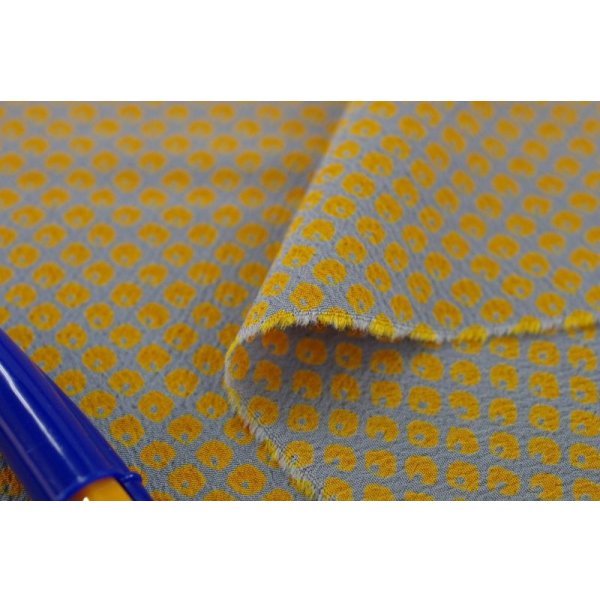 画像9: 112cm巾2.4ｍ　ビンテージクロスみかん畑のチリメン　グレー×イエロー