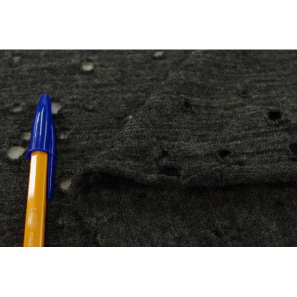 画像1: Full of holes Knit  154ｃｍ巾ウール天竺ニット　ホールアンドホール　チャコールグレー