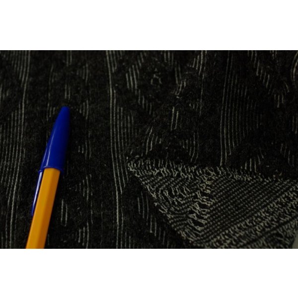 画像1: 100cm巾2.7m スーパーストレッチニット ケーブル チャコールグレー