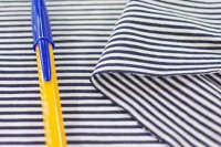 140cm巾1.5m 60番手シルケット先染めボーダー天竺 ネイビー