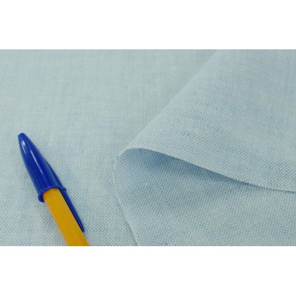 画像1: 138ｃｍ巾：リネンオックスフォードキャンバス　ホワイト×ブルー
