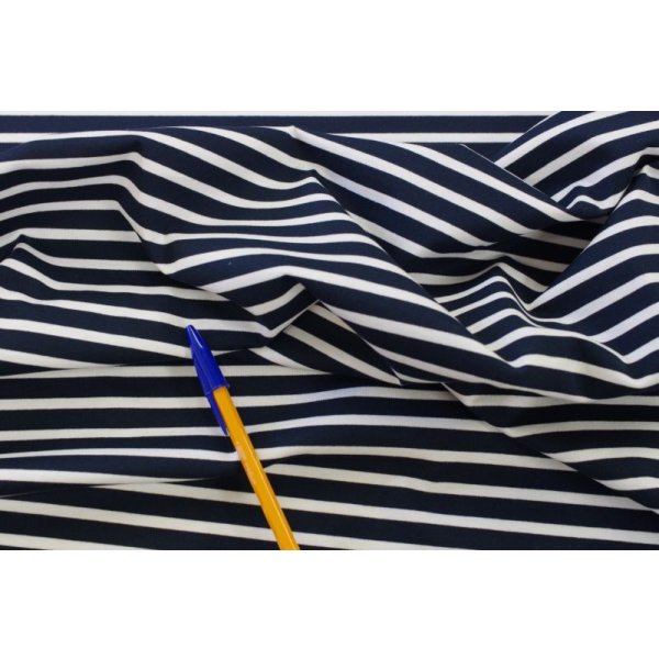 画像4: 160cm巾2.0m 30番手双糸 先染めボーダー天竺ニット ホワイトXネイビー