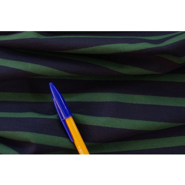画像3: 160cm巾1.6m 30番手 先染めボーダー天竺ニット グリーンXネイビー