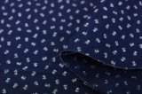 リネンインディゴ：ハンド抜染プリント　