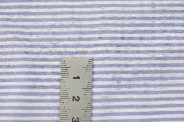 画像2: 140cm巾2.0m 60番手シルケット先染めボーダー天竺 ブルー (2)