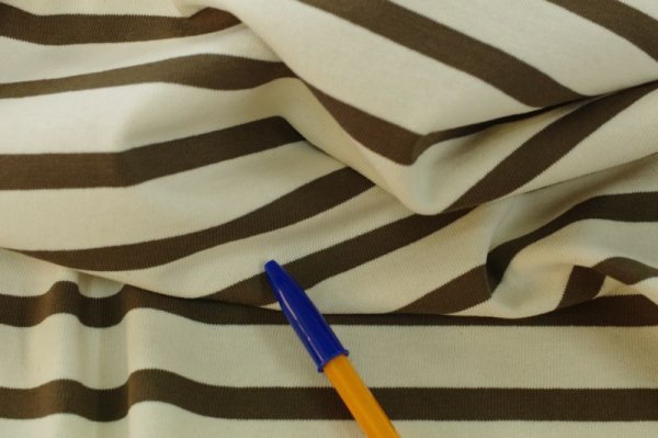 画像4: 155cm巾2.0ｍ　20番手双糸　デラヴェボーダー天竺ニット　アイボリーXチョコブラウン (4)